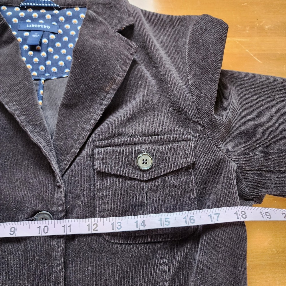 Lands' End Corduroy Button Jacket Blazer Womens 14 Tan Brown Fine Wale Pockets - Picture 7 of 12
